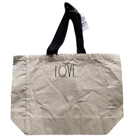 NEW Rae Dunn canvas love tote bag - Picture 2 of 6